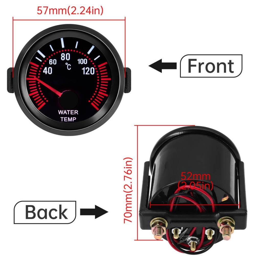 52mm Car Water Temperature Gauge 40~120 ℃ Digital Pointer Instrument with Water Temp White Backlight Compatible with