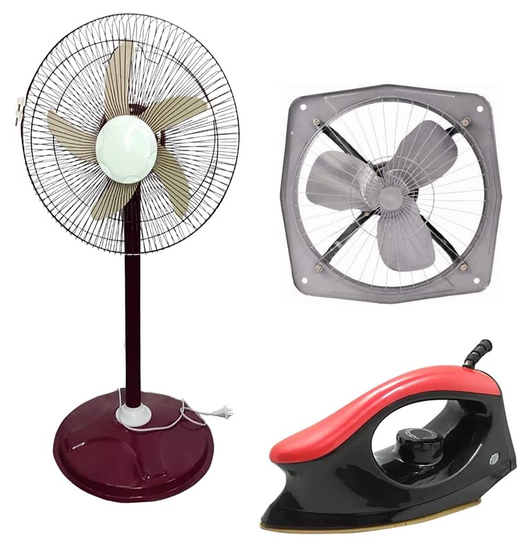 Image of Exxelo (16 Inches Bullet Fan /Farata Fan /Pedestal Fan with Ventilation exhaust fan 9 inch For Indoor And Outdoor, Kitchen With Heavy Weight Non-Stick Electric Dry Iron Press With 1 Year Warranty