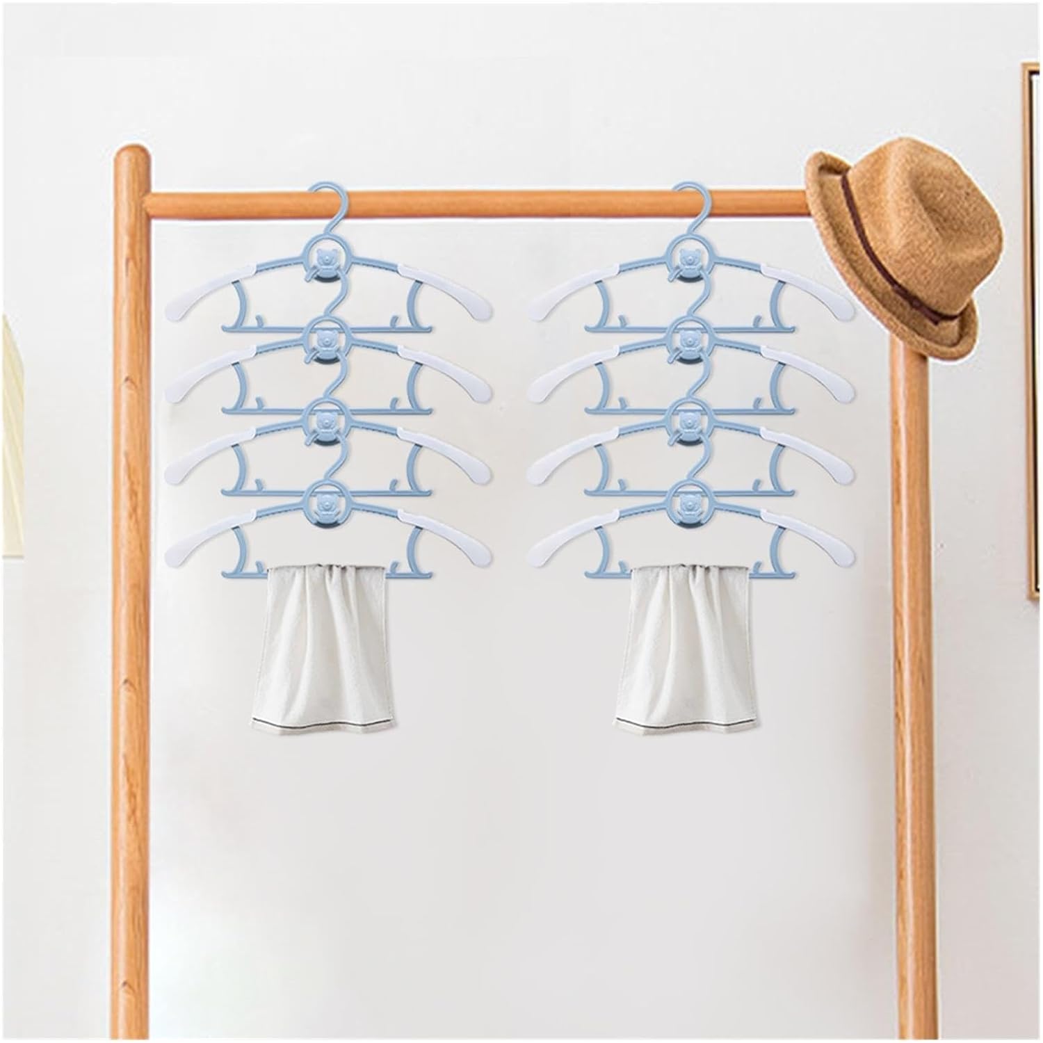 10Pcs Extendable Kids Clothes Hanger Space Saving Pants Coat for Girl(Gray)