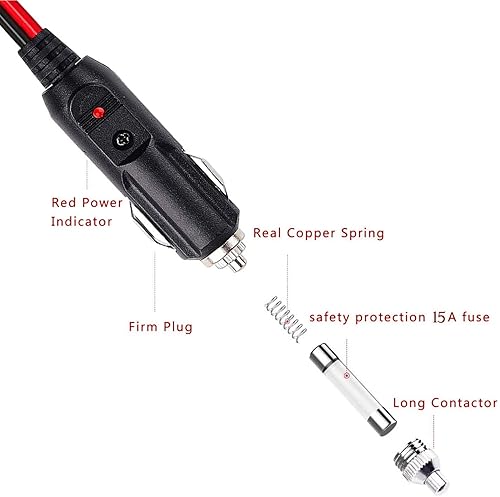 Miniatura 4 de Enchufe de encendedor de cigarrillos macho de 12 V, 24 V, resistente, 14 AWG, cable adaptador de encendedor de cigarrillos [2 unidades] Enchufe
