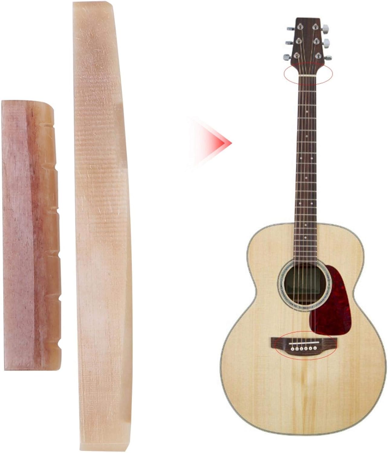 Cocosity Guitar String Pillow Bone Saddle Nut Acoustic Guitar Replacement Parts : Musical Instruments