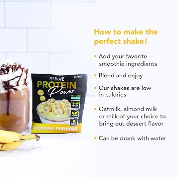 Just Move Protein - Banana Pudding - Vegan (Plant Based), Organic, Dairy Free, Soy Free, Gluten Free, Keto, Peanut Free, 20g Protein, Low Carb, Non GMO (32.9 Oz)