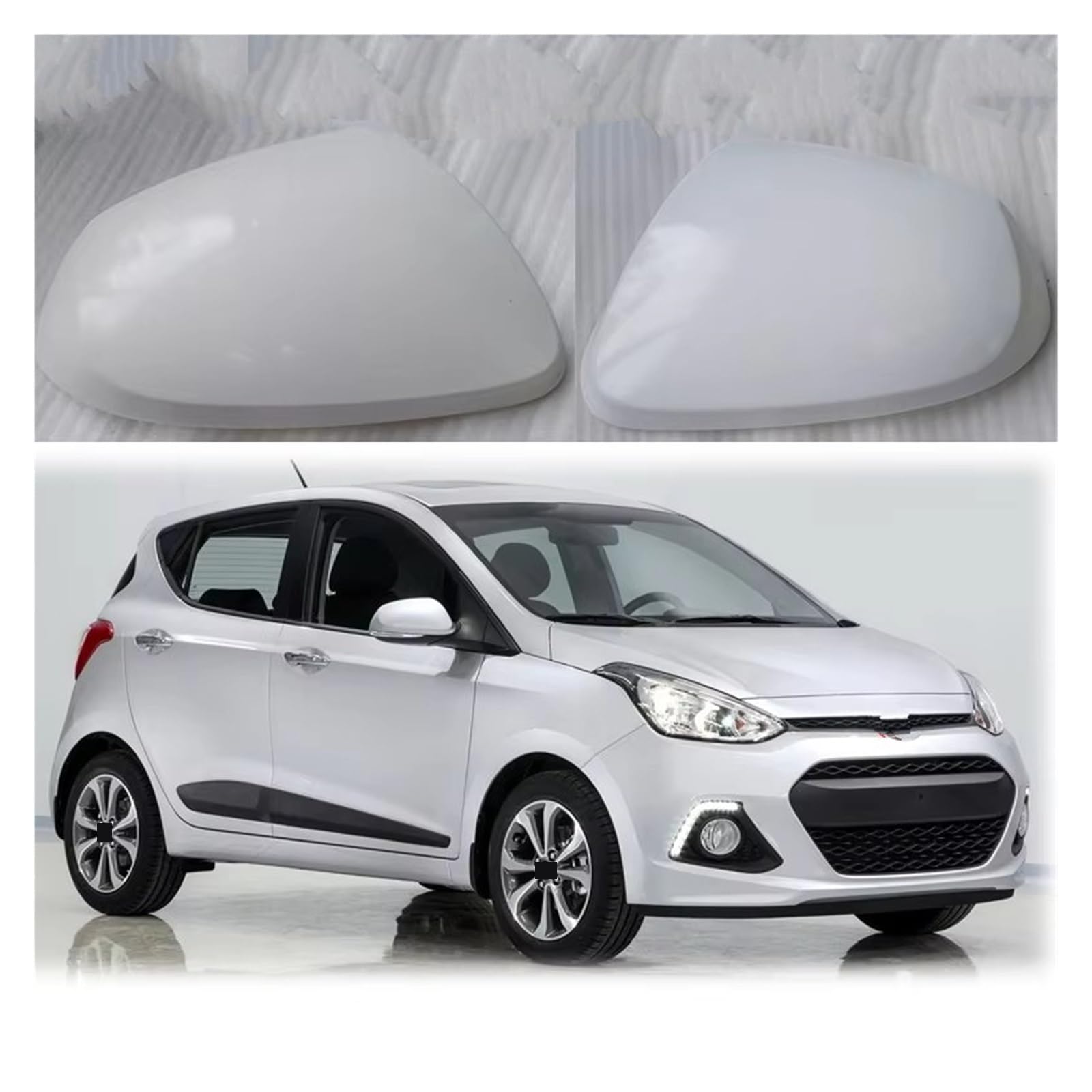 Per Hyundai Per I10 2014 2015 2016 2017 Accessori Copertura Specchietto Retrovisore Auto Guscio Coperchio Calotta Specchietto Retrovisore(White left)