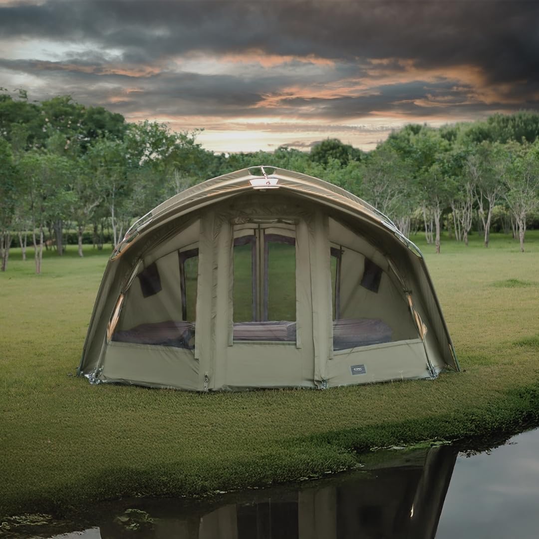 Tienda de campaña para carpas, 1 – 3 personas, Fort Knox 2.0 pulgadas, 3,5, altura interior 1,9 m, tienda de campaña, tienda de pesca, tienda de campaña para 2 personas, incluye martillo de goma para