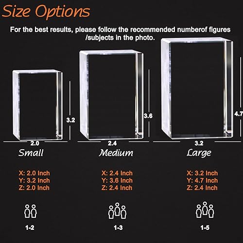 Miniatura 5 de Foto de cristal 3D, regalo personalizado para mujeres, esposa, hombres, jefe. Cumpleaños, aniversario, graduación, regalo para parejas