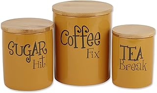 DII Kitchen Accessories Retro Collection, Ceramics, Canister Set, Honey, 3 Piece