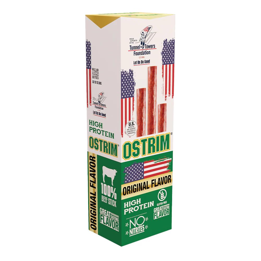 Ostrim Beef Snack Sticks, 1oz, High Protein, Keto & Paleo Friendly, Sugar Free, Gluten Free, No MSG, No Nitrates (Pack of 12) (1 oz, Original)