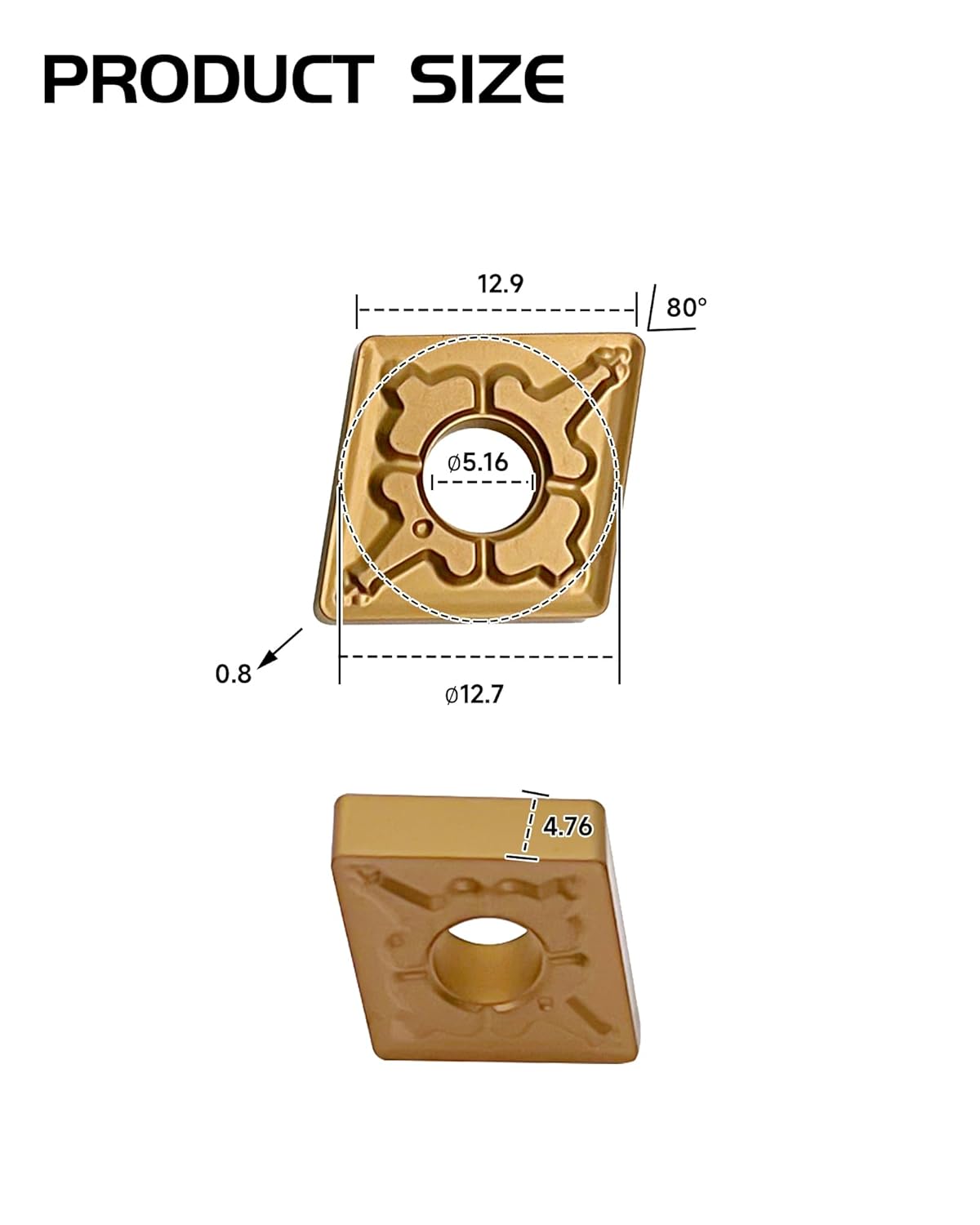 Carbide Turning Inserts CNMG431 CNMG120404-TM, CVD Coated Turning Inserts for Steel Cutting, Negative Chip-Breaker CNC Inserts for Lathe Turning Tool Holder, 10Pcs