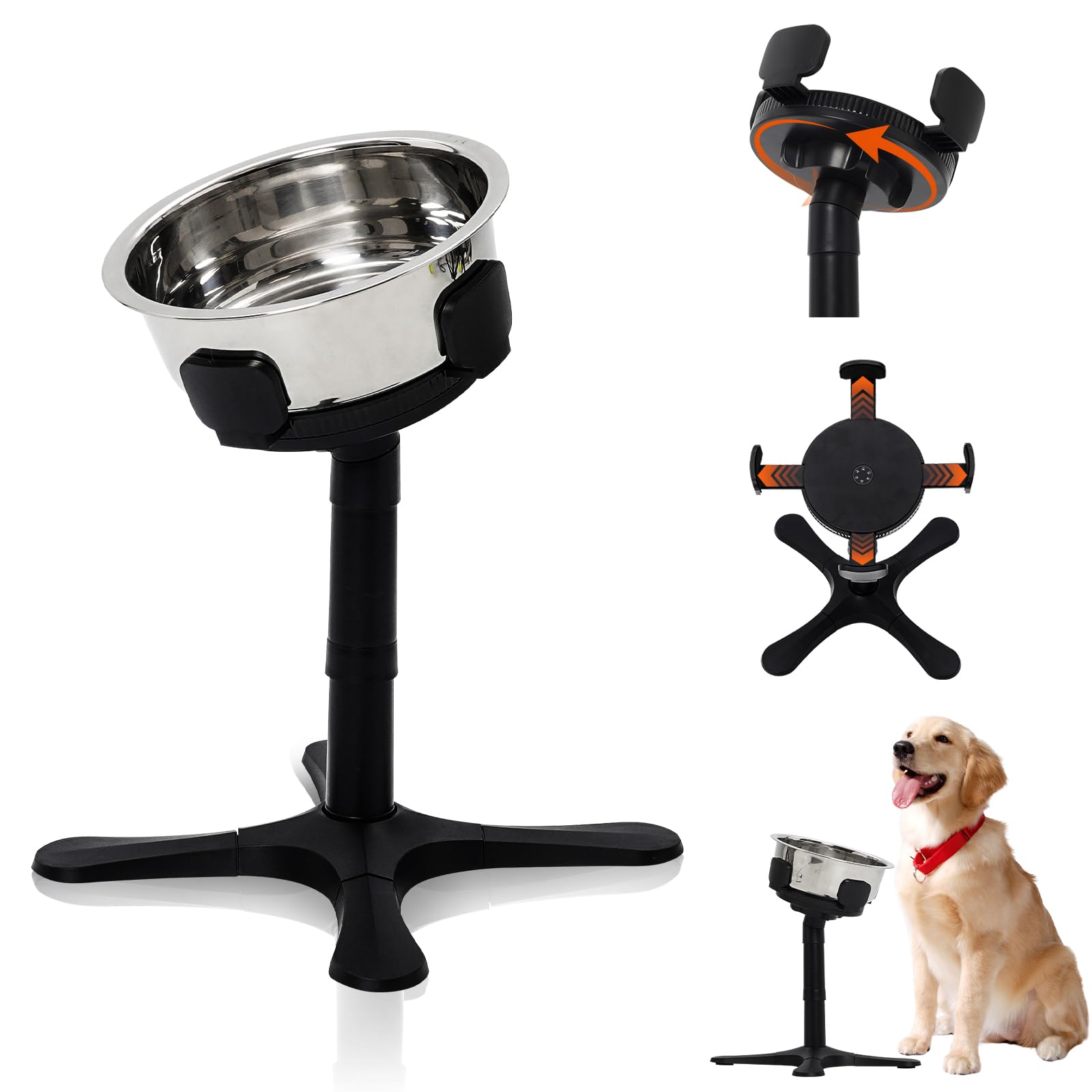 Porte Gamelle Chien Surélevée Petace Gamelles Surélevées De 4 Hauteurs Ajustables, Support Avec Gamelle Anti-Glouton Et Gamelle En Hauteur Pour Chien