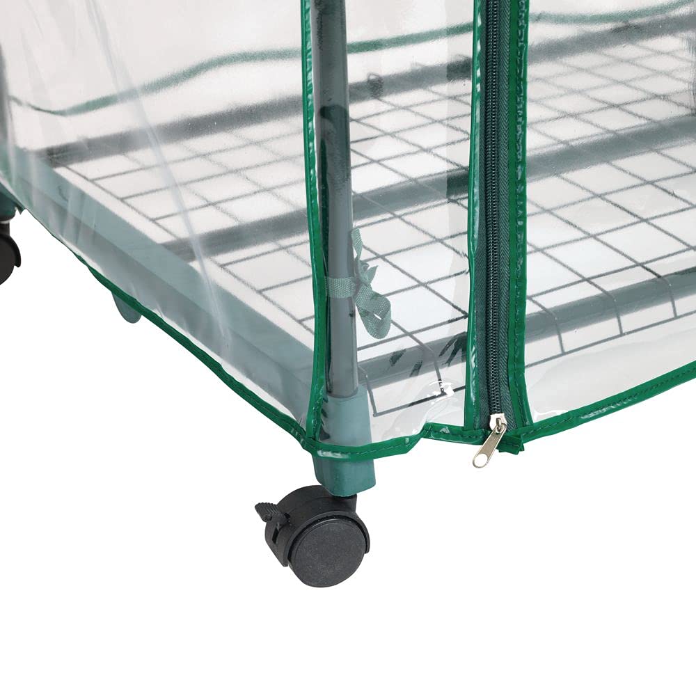 Excellerations 2 Tier Mobile Portable Greenhouse 27" x 19" x 40" for Indoor Classroom or Outdoor Learning with Locking Wheels, Roll Up Door
