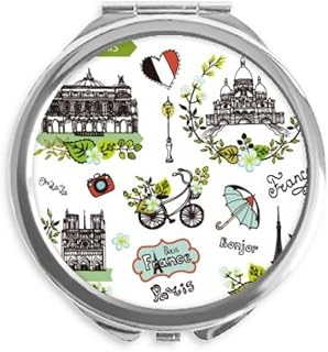Spring Eiffel Paris France Graffiti Hand Compact Mirror Round Portable Pocket Glass