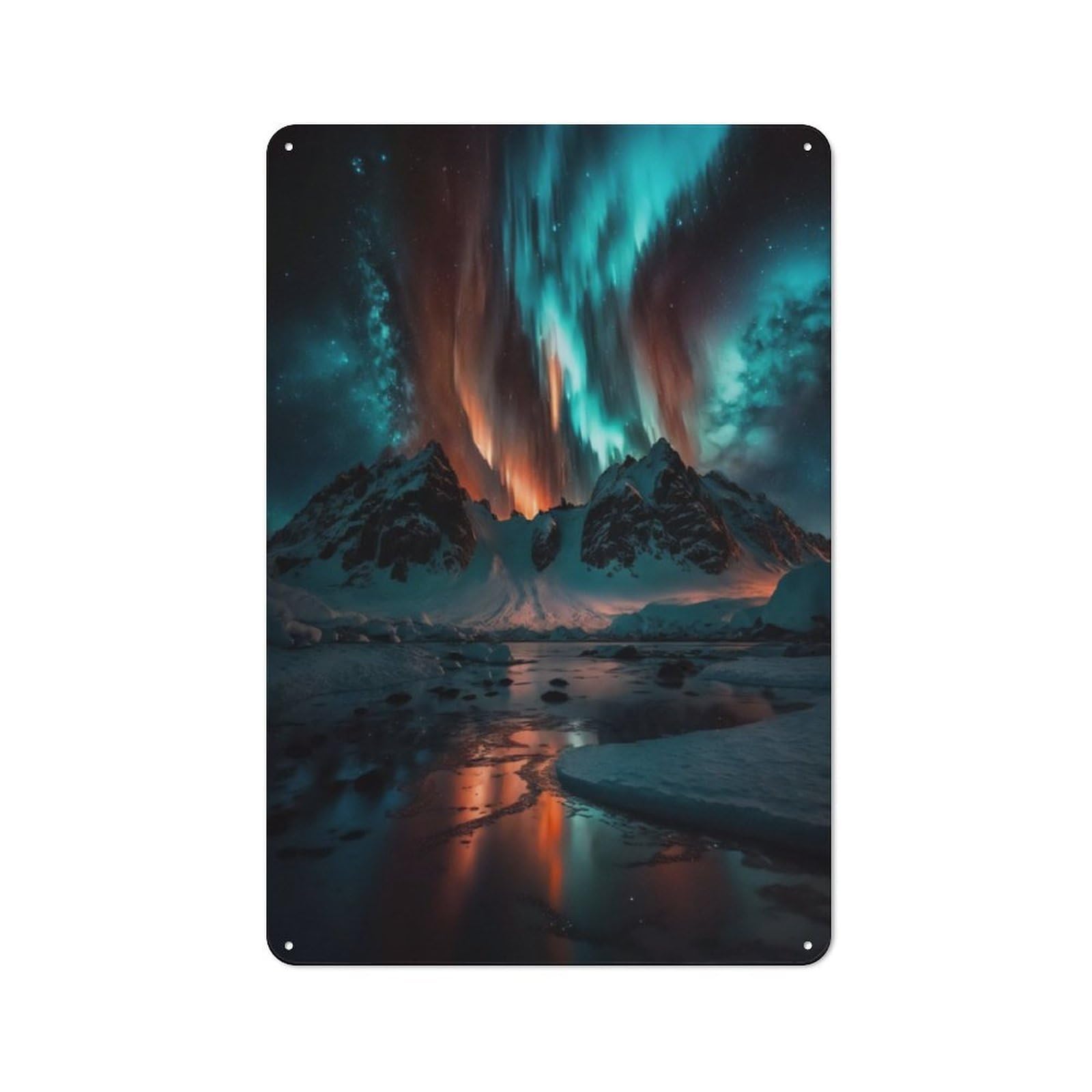 Junmoney Aurora Borealis At Night Metal Wall Sign 30X20cm Featuring For Workshop Wall, For Makers And Diy Enthusiasts