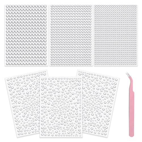 Glitzersteine Selbstklebend, 6 Blatt Glitzer Strass Aufkleber, Transparent Größe Mixed Strasssteine Selbstklebend Schmucksteine zum Basteln für DIY Handwerke, Gesicht, Nägel Deko Cover