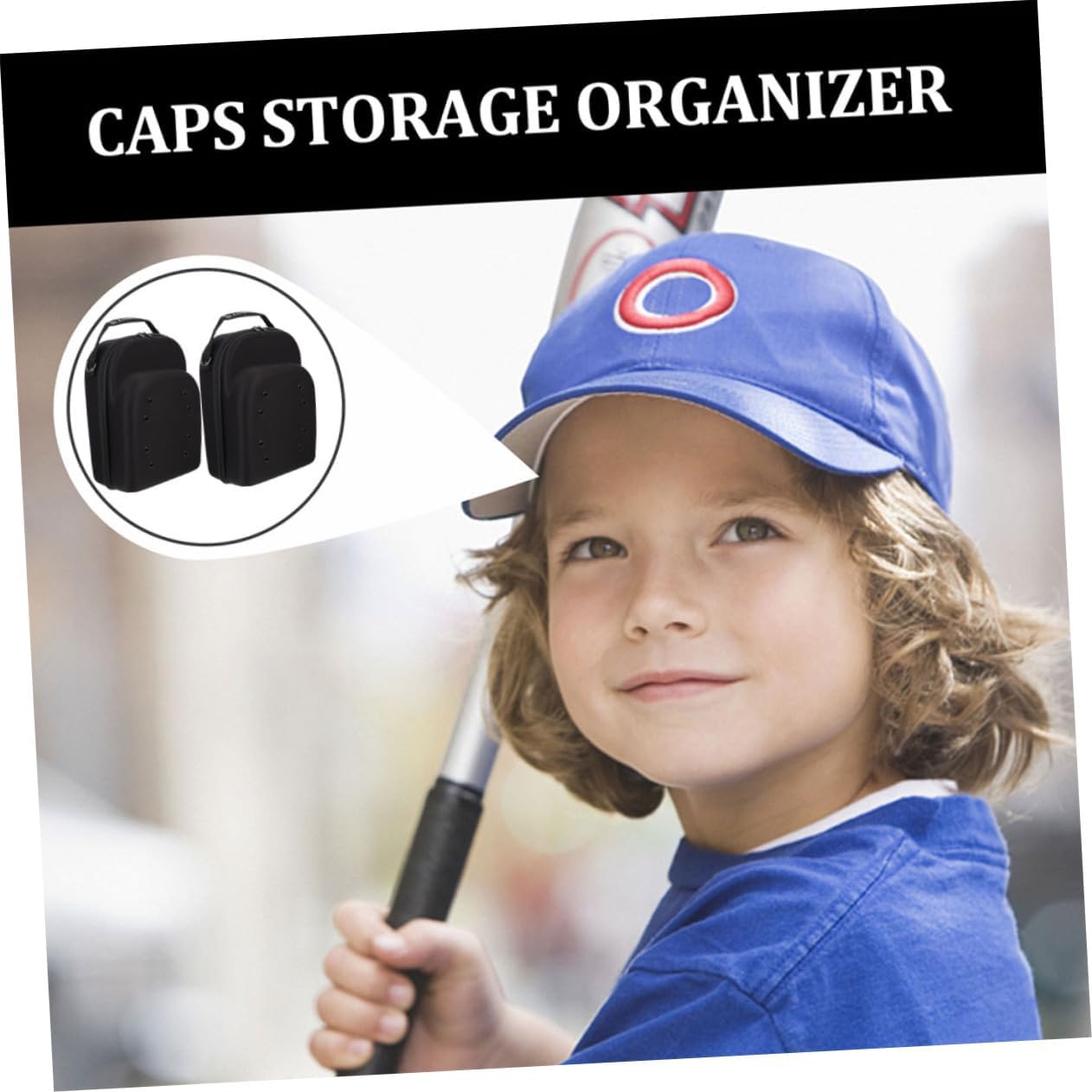 2pcs EVA Baseball Cap Storage Box Travel Hat Case Organizer Portable Hat Carrier for Baseball Caps Waterproof Storage Black