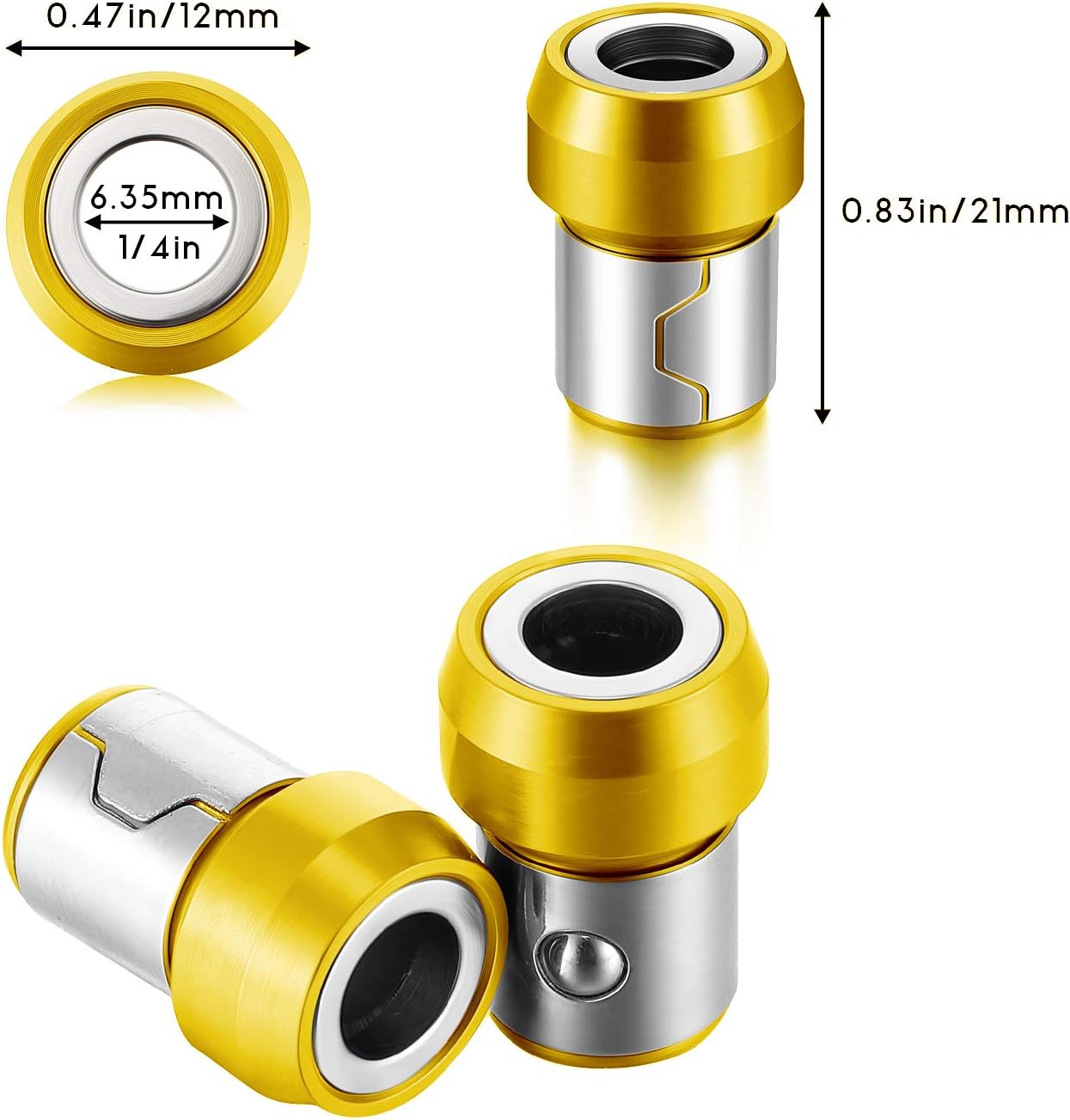 5 Pieces Magnetic Screw Ring Metal Bit Magnetizer Ring Screw Magnetic Holders Fit for 1/4 Inch/ 6.35 mm Hex Screwdriver and Power Bits(Yellow)