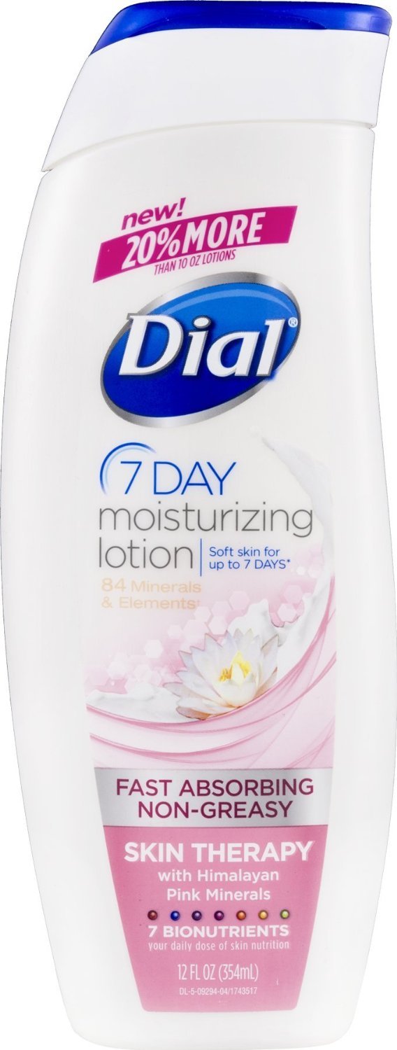 Dial 7 Day Moisturizing Lotion, 12 Ounces, with Himalayan Pink Minerals (2 Pack)