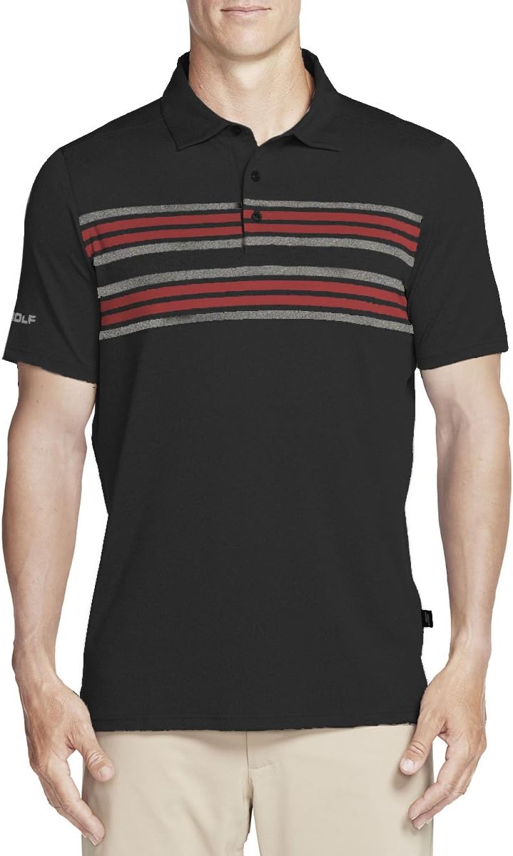 NEW Skechers Performance Go Golf Folsom Stripe Black/Red Medium Golf Polo