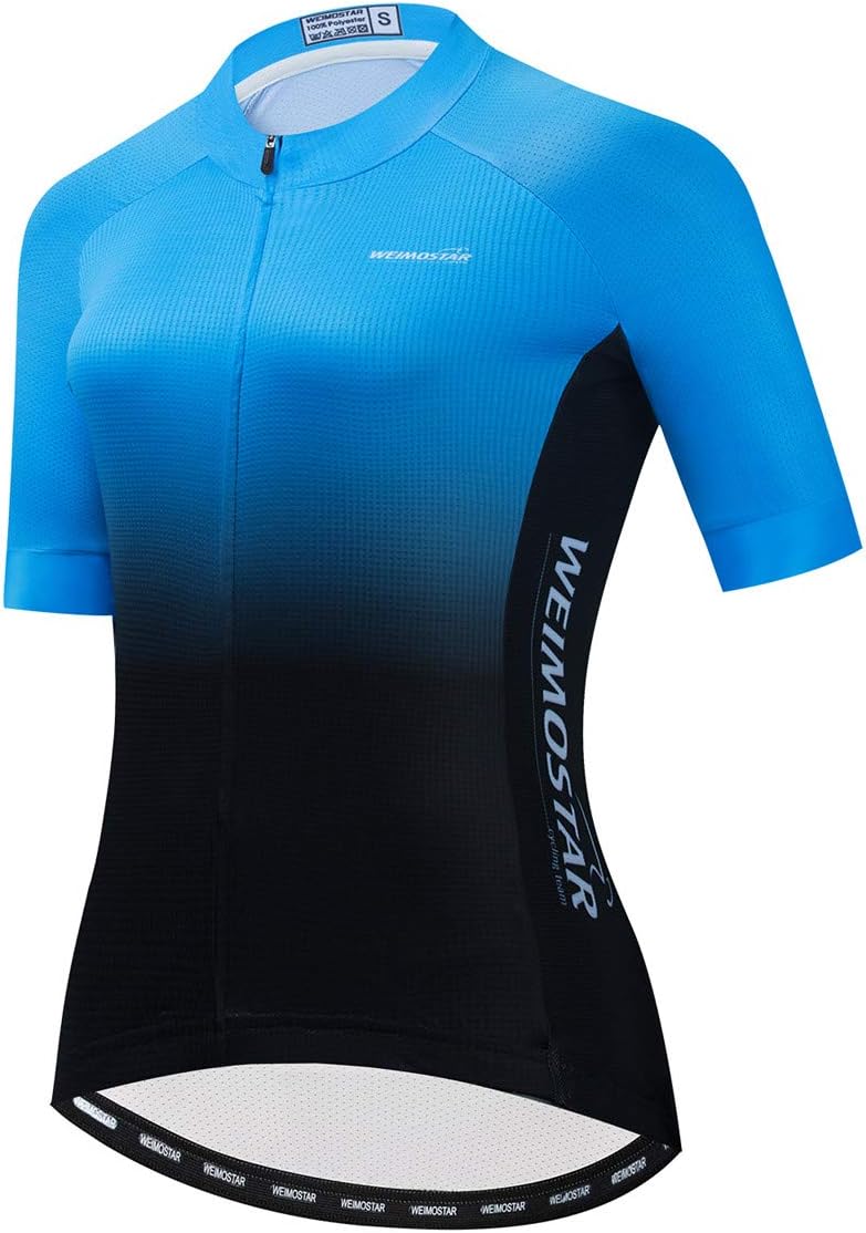 PSPORT Womens Cycling Jersey Short Sleeve Road Bike Shirts with Pockets Summer Biking Bicycle Tops for Women