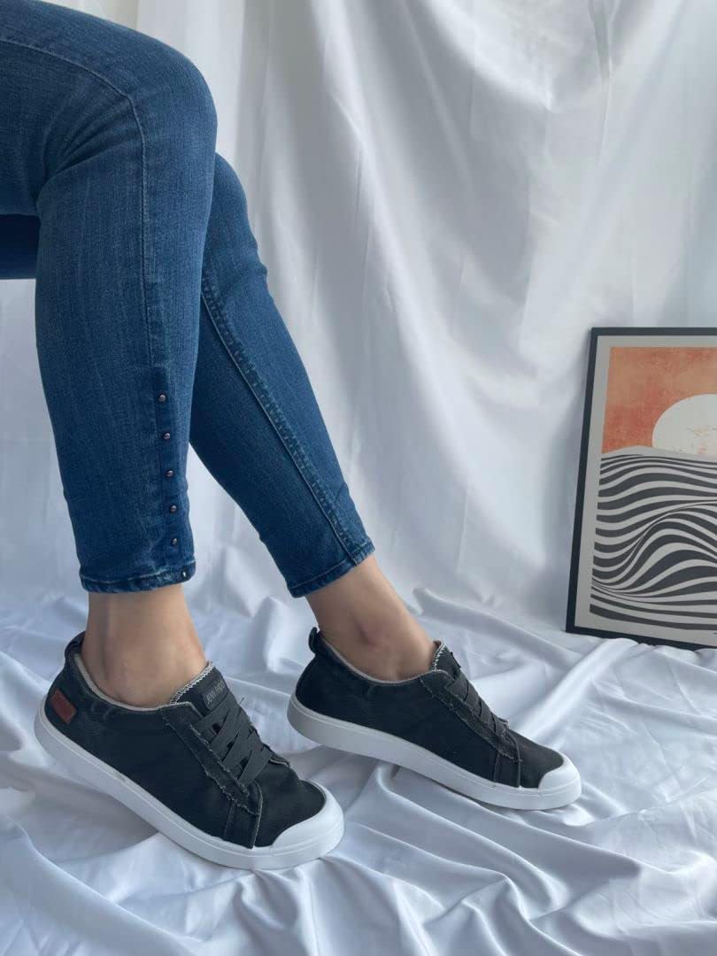 JENN ARDOR Slip-on Canvas Fashion Sneakers for Womens Comfortable Casual Walking Flats Elastic Stylish Cute Lightweight Shoes - Image 5