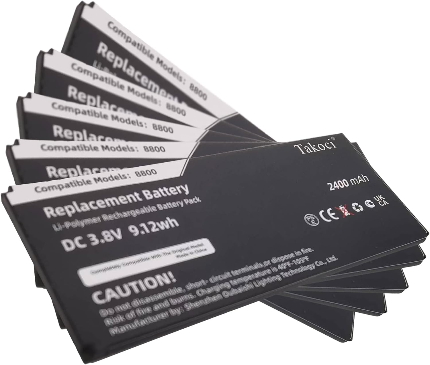 CP-BATT-8821 Replacement (5-Pack) Battery for Cisco 8821, CP-8821-EX-K9-BUN, CP-8821-K9-BUN, Wireless IP Phone 8821, 3.8V 2400mAh