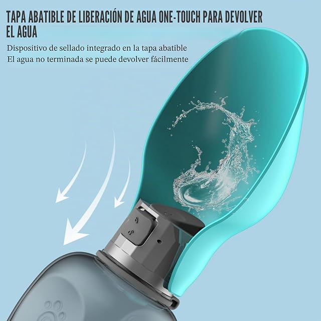 Foto 3 de 7 de PIWOSGOL 800ML Bebedero Perro Portatil Botella Agua Perro 2 in1 Botella Perros Agua para Perros con Cuenco…