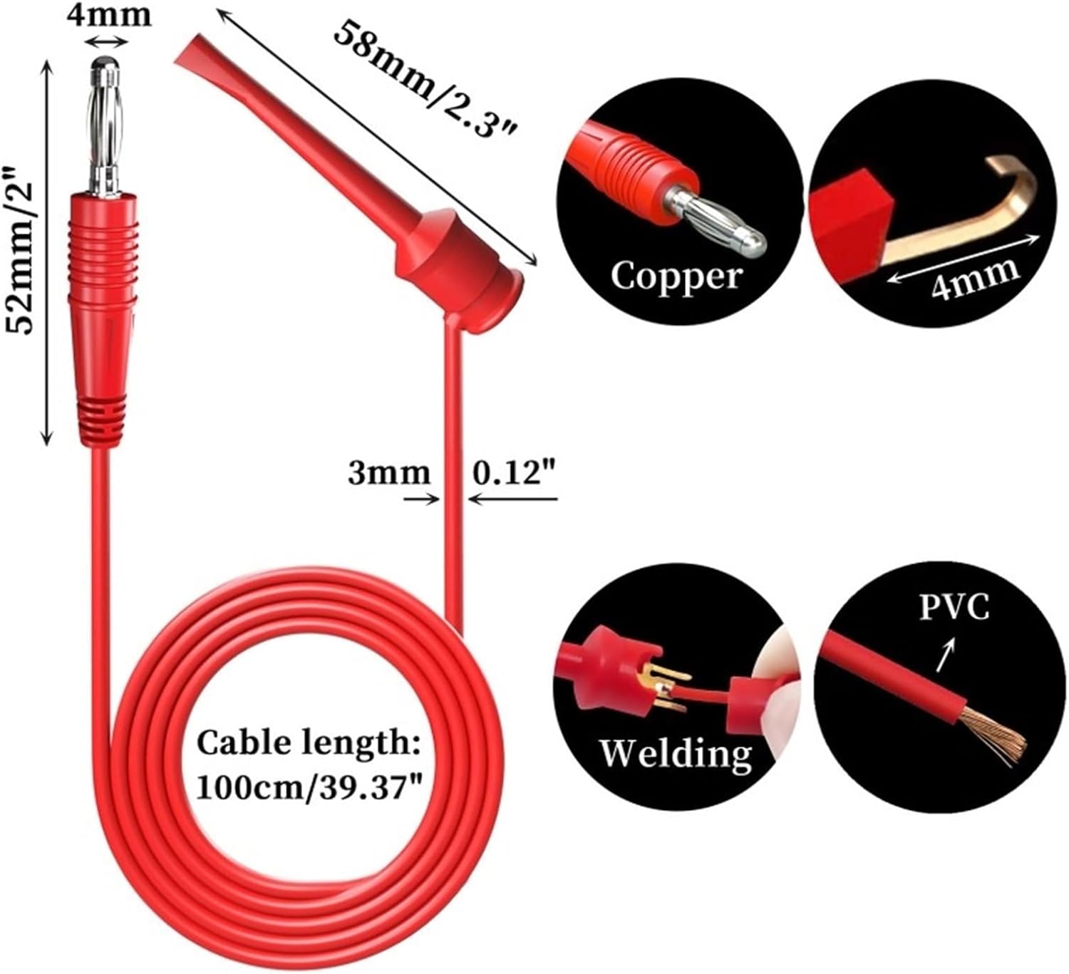 P2200D Oscilloscope Probes 200MHz Insulated + Test Hooks to 4mm Banana Wire Mini Grabber to BNC Coaxial Cables Set
