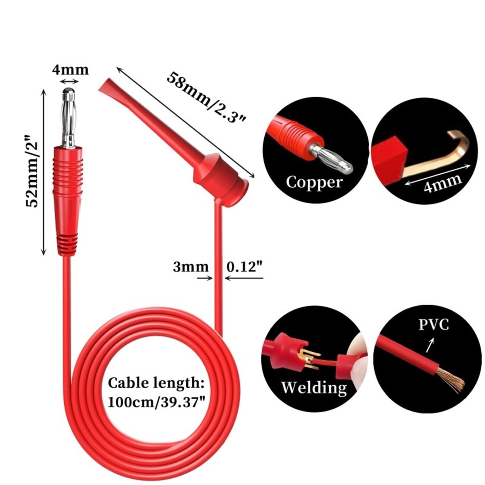 Sondas de osciloscopio P2200D, 200MHz aisladas + Ganchos de Prueba a Cable con Conector Banana de 4mm, Mini Grabador a Cables coaxiales BNC