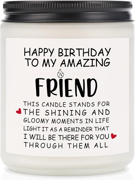 BeauGift Best Friend Birthday Gifts for Women, Lavender Candle for Friends Bestie BFF Sister Friendship, Happy Birthday Gift for Friend Female Coworker Classmate