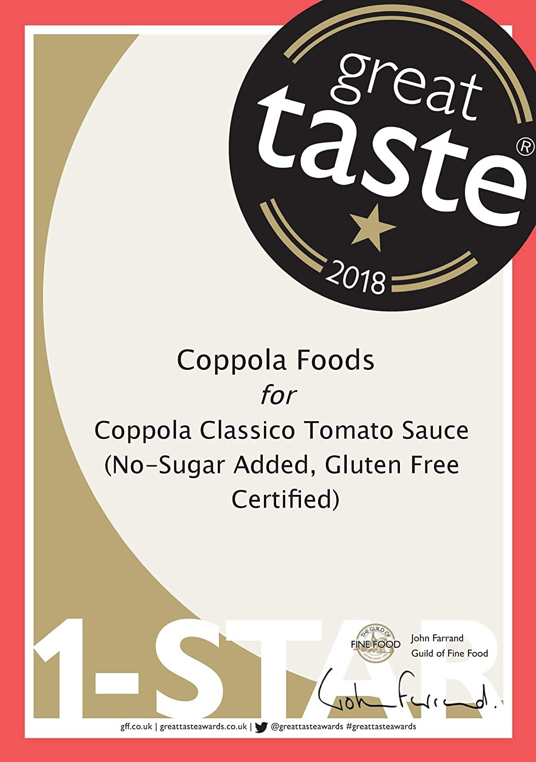 Sauce Coppola Classico - Sans sucre ajouté 350g (Pack de 6)