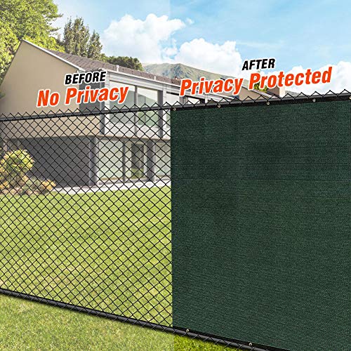 iCover 4x50ft Privacy Screen Fence, Outdoor Fencing Panels, Garden Windscreen Mesh Shade Sail Net Barrier, Include Reinforced Bindings and Brass Grommets Cable Zip Ties, Green