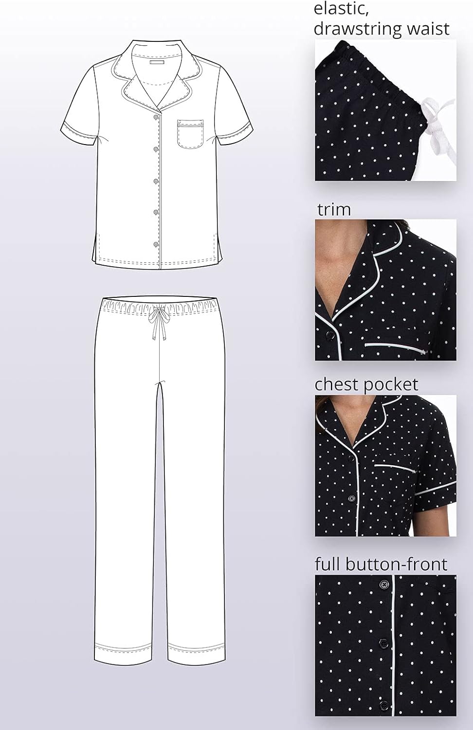 PajamaGram Women’s Pajamas - PJ For Women Set, Short Sleeve, 100% Cotton - Image 5