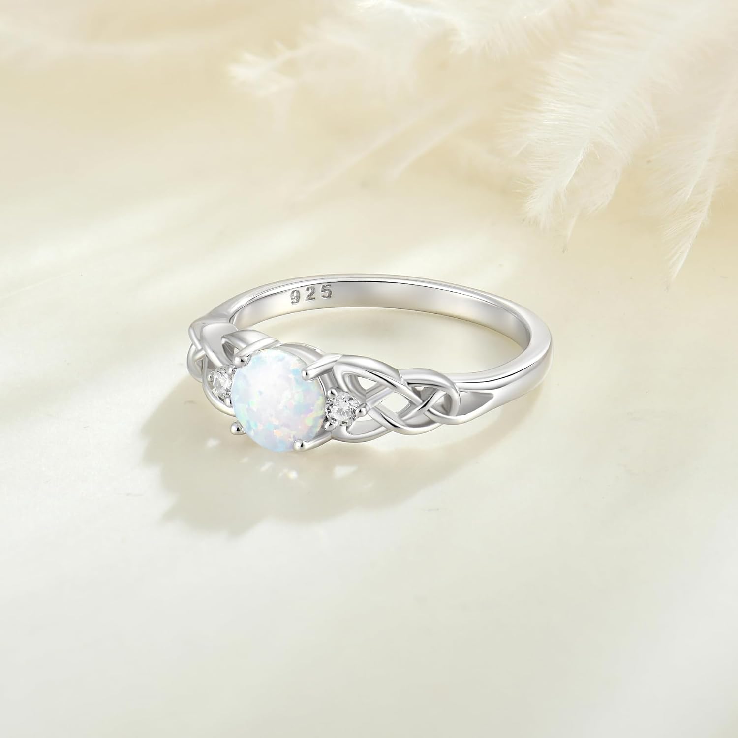 STARCHENIE Celtic Knot Ring for Women 925 Sterling Silver 3-Stone Promise Ring Size 5-10 - Image 5