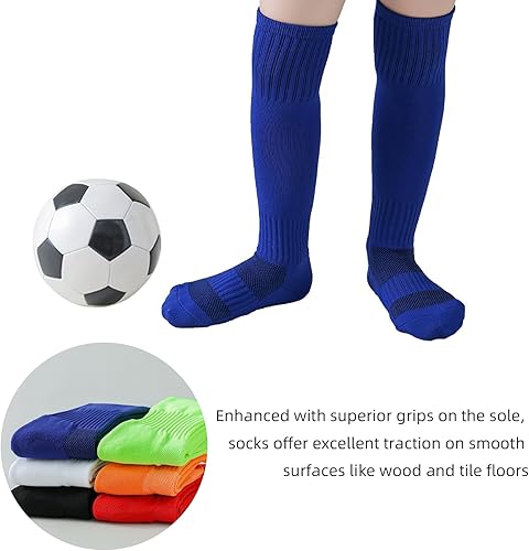 Miniatura 4 de Marchare Calcetines de fútbol para niños, calcetines de fútbol para niños, calcetines deportivos sólidos hasta la rodilla para niños y niñas