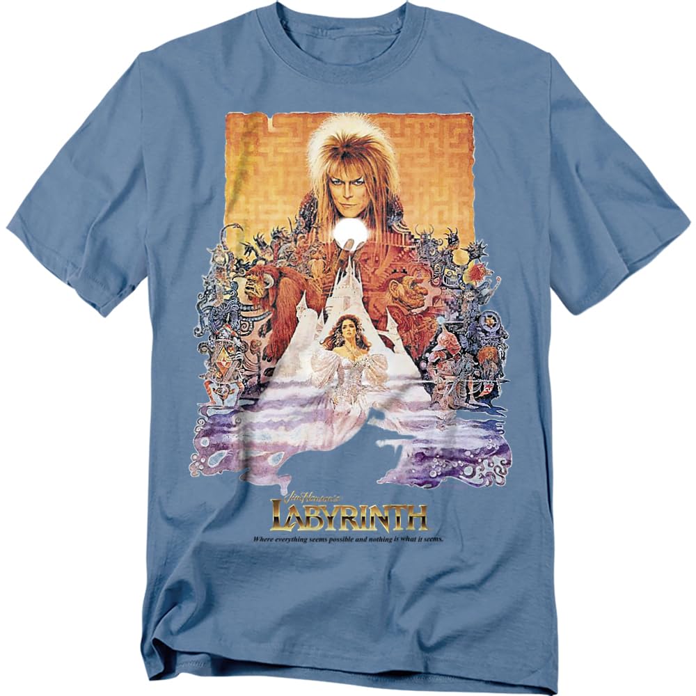 Labyrinth Movie Poster Unisex T Shirt, Carolina Blue, X-Large