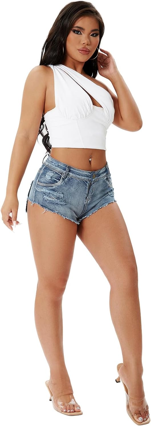 Dxyufazhe Sexy Women's Low Rise Stretch Mini Denim Shorts Hot Pants Beach Party Clubwear - Image 5