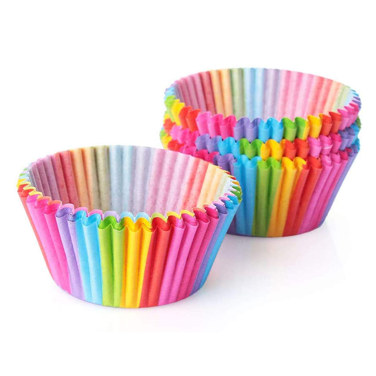 Doyeozoowen Rainbow Cupcake Liners Muffin Dessert Wrapper Paper Disposable Backing Cup Case For Wedding Birthday Party,100 Pcs (Rainbow)