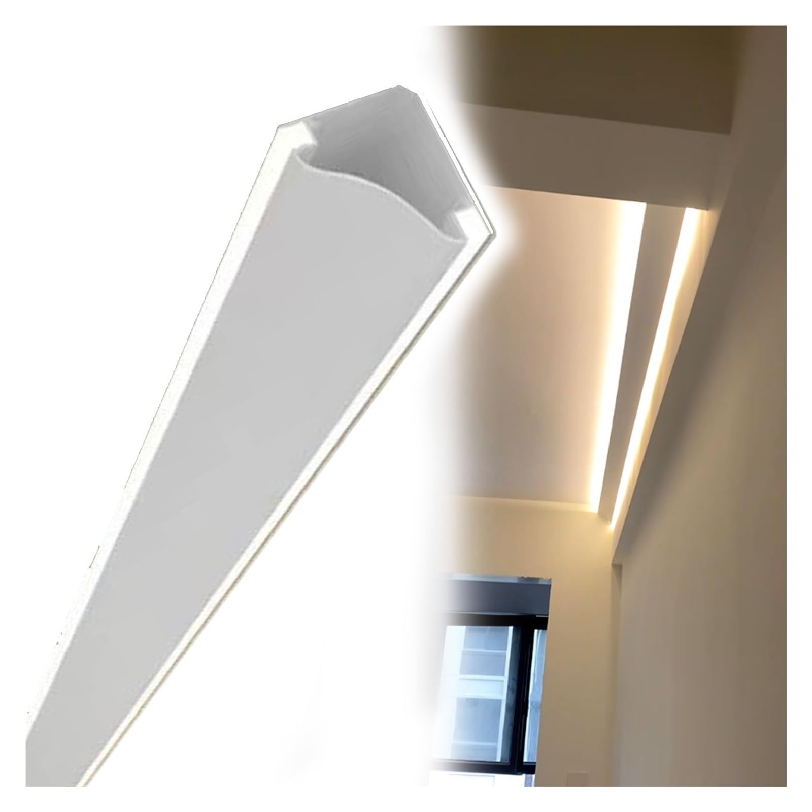WWZHYX Led Diffuser Channel, Aluminum Ceiling and Wall Molding Strip Profile 1 1.4 1.8 2 2.2 2.6 3.4 4.2 M, Coving for Ceilings Crown Moulding Easy Install(14.4ft/4.4m)
