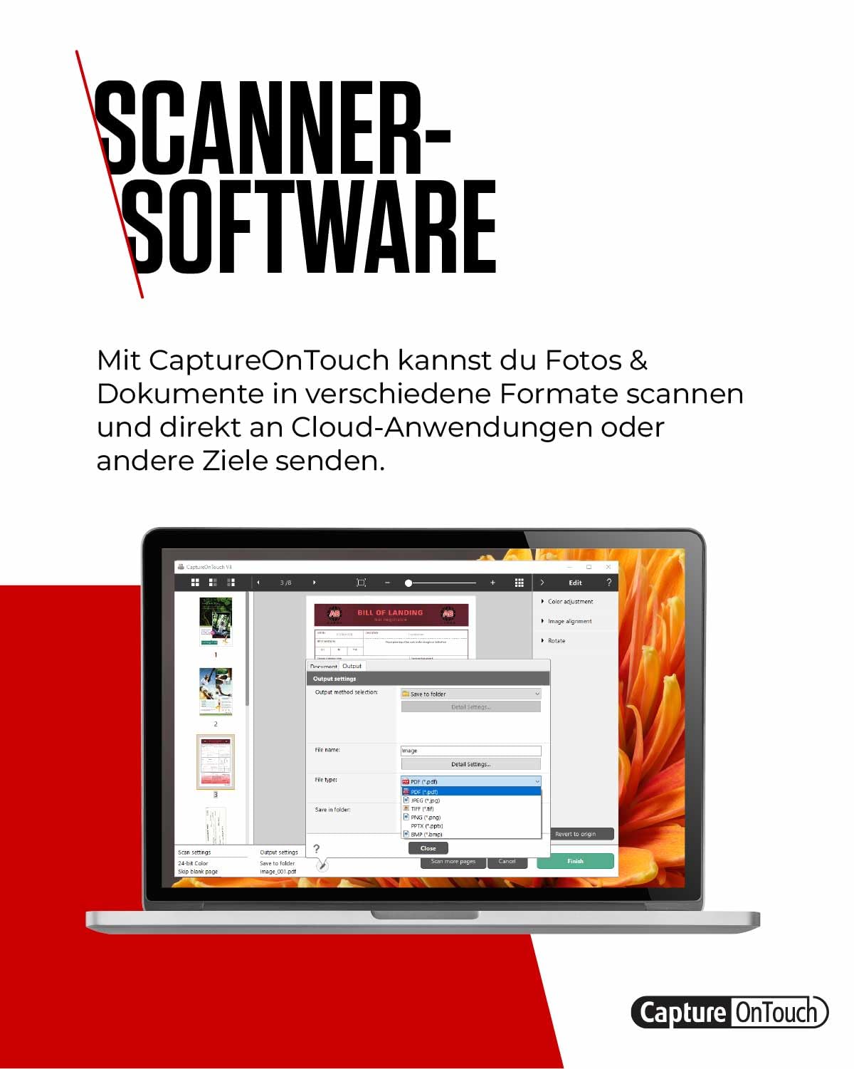 Canon Scanner imageFORMULA RS40 | Dokumentenscanner | Fotoscanner | Duplex Scanner mit Einzug & USB | 60 Blatt Einzug | Integrierte Canon CaptureOnTouch Software | Integrierte OCR I PDF I PNG I JPG