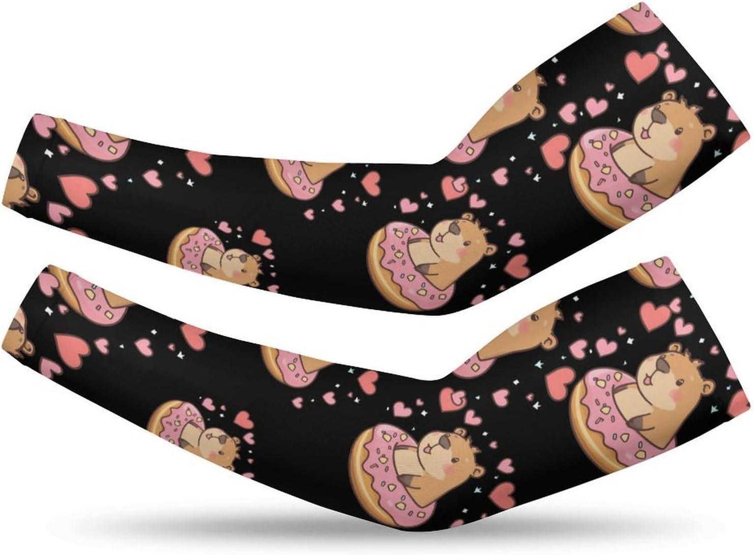 Beaver Donut Dessert Arm Sleeves Cooling Sun Protection Sports Compression for Golf Basketball