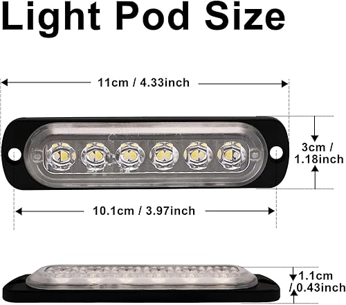 Miniatura 4 de GZ5CG 12V 24V Luz LED Blanca delgada de 6LEDs impermeable para UTV, camión, RV, cúpula, escalón, debajo del salpicadero, cama del camión, maletero,