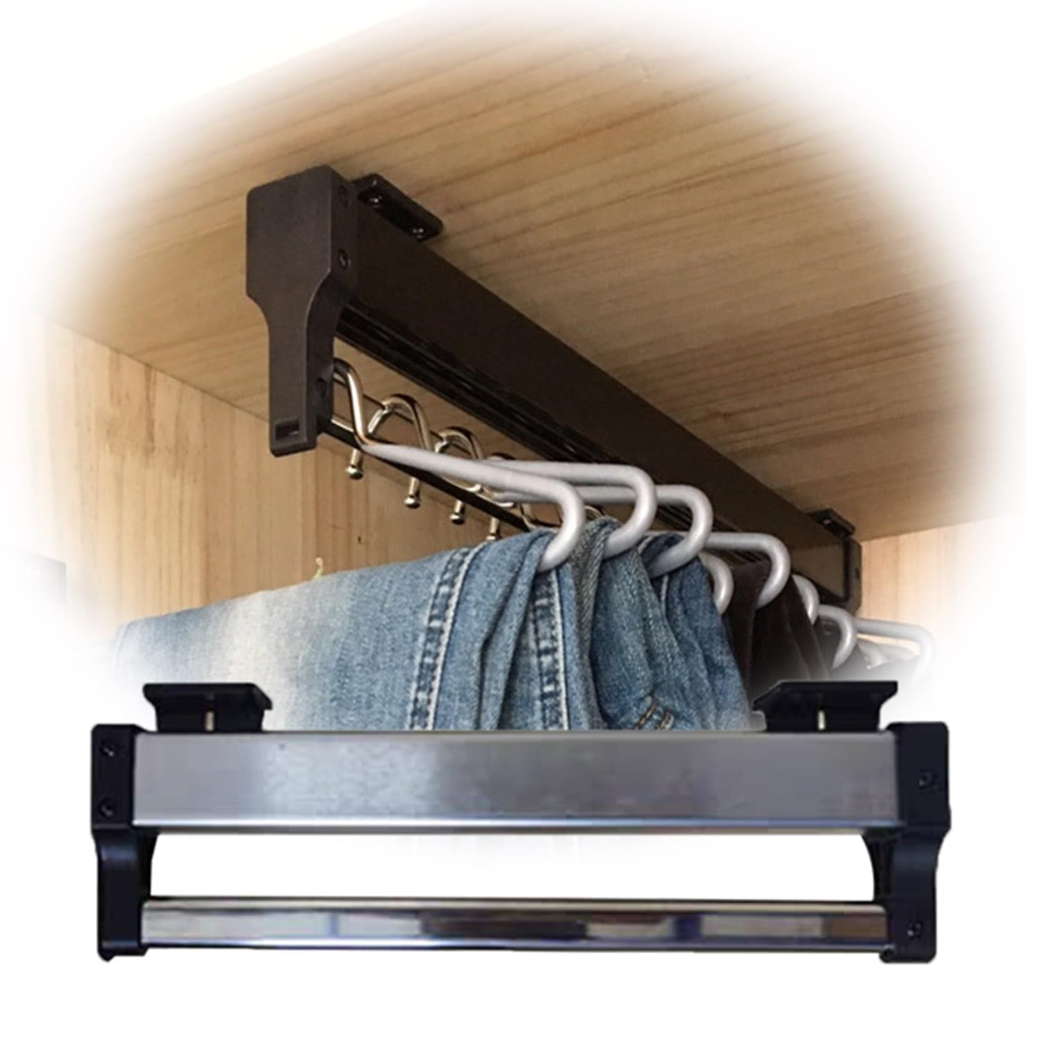 Barra de armario extensible de 442mm y riel extractor LWX 1