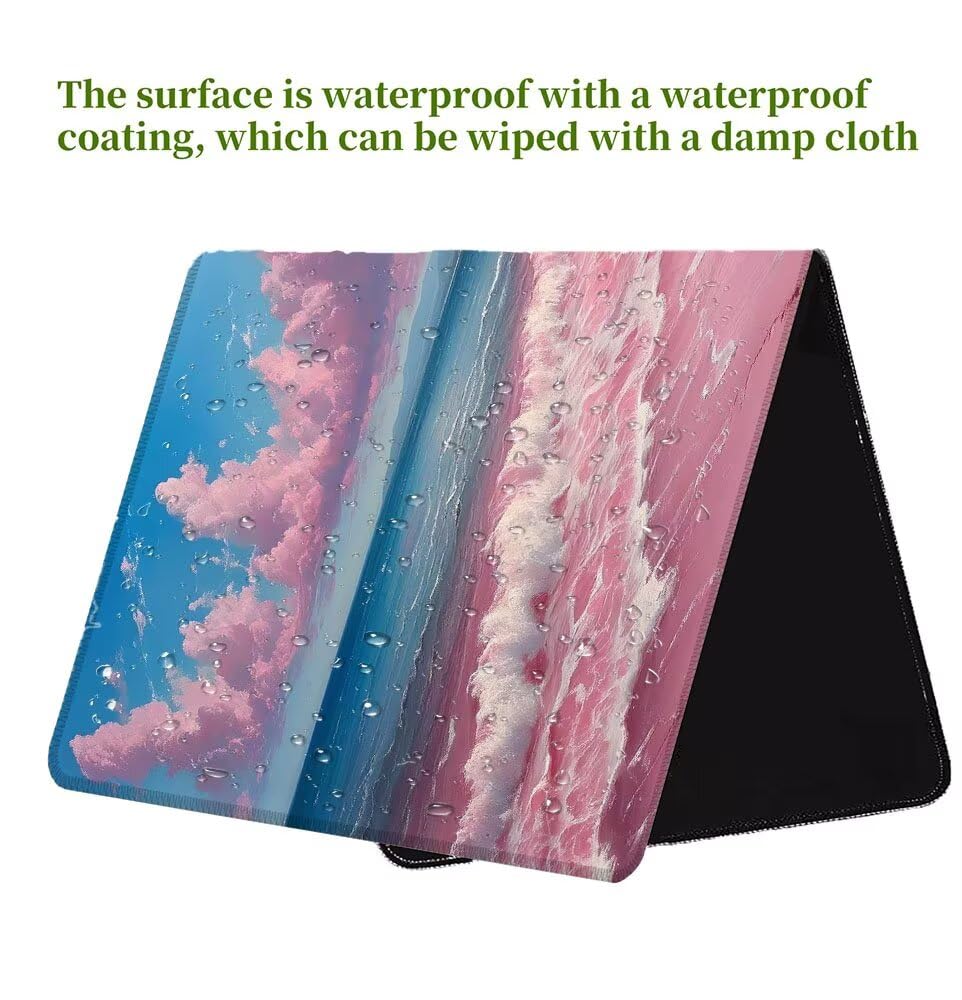 Alfombrilla Ratón, Alfombrilla Gaming León XXL 1200x600x3mm, Extendida Base de Antideslizante Caucho Mouse Pad Frío, Protector Escritorio con Bordes Cosidos, Mejora la precisión y la Velocidad D-9