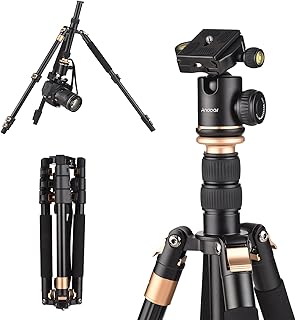 Andoer Tripé de viagem de 140 cm/55 pol. para câmera tripé de liga de alumínio com monopé destacável 360 graus cabeça esférica rotativa 8 kg/17,6 lbs capacidade de carga com bolsa de transporte para câmeras DSLR telefone