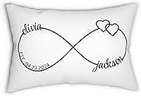 Vista 11 de Funda de almohada personalizada para boda con nombres de la pareja y fecha personalizada, almohada con monograma para aniversario de boda