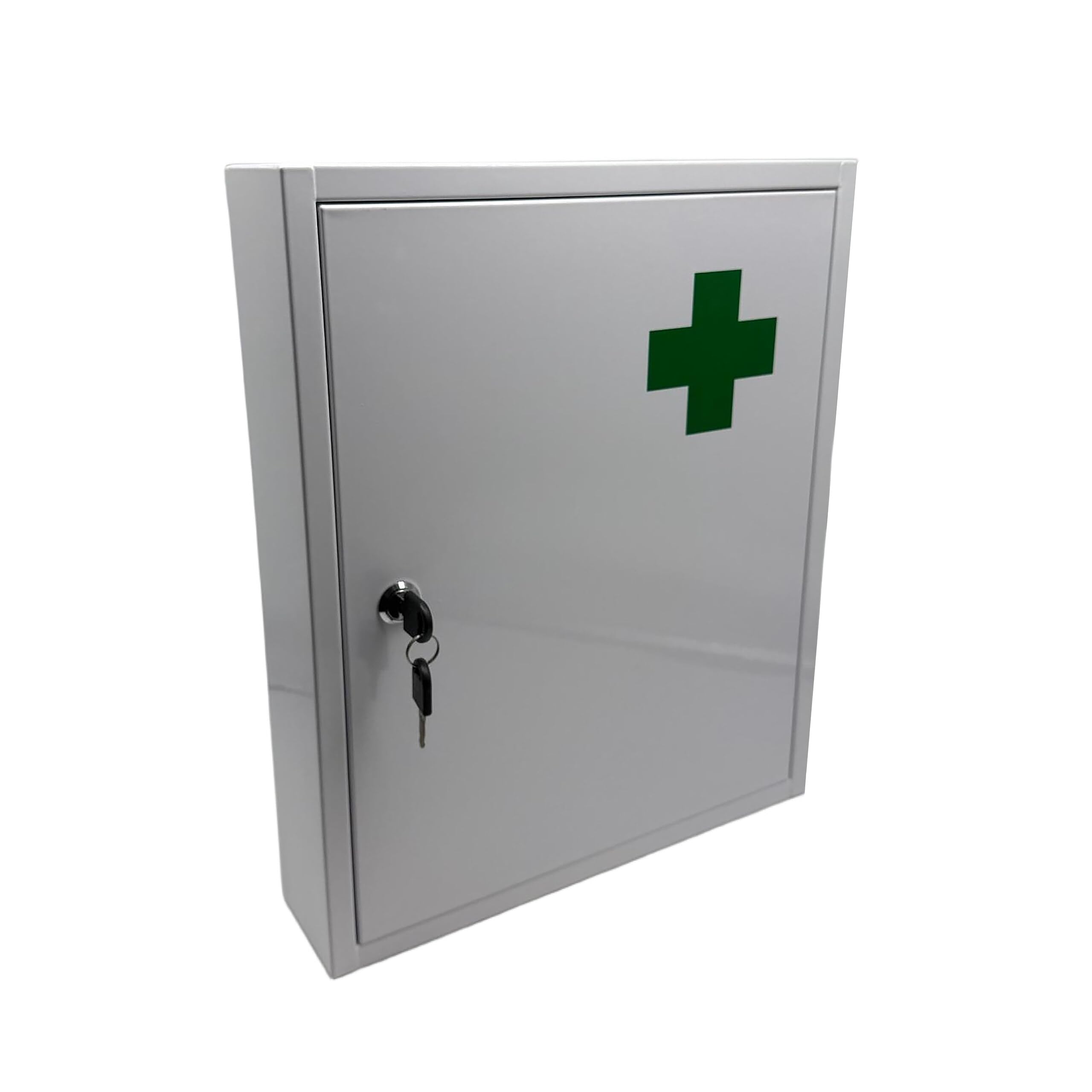Armoire à Pharmacie Relaxdays, verrouillable, 5 étagères, H x L x P : 43 x 35,5 x 8 cm, pour médicaments, Blanche/Verte