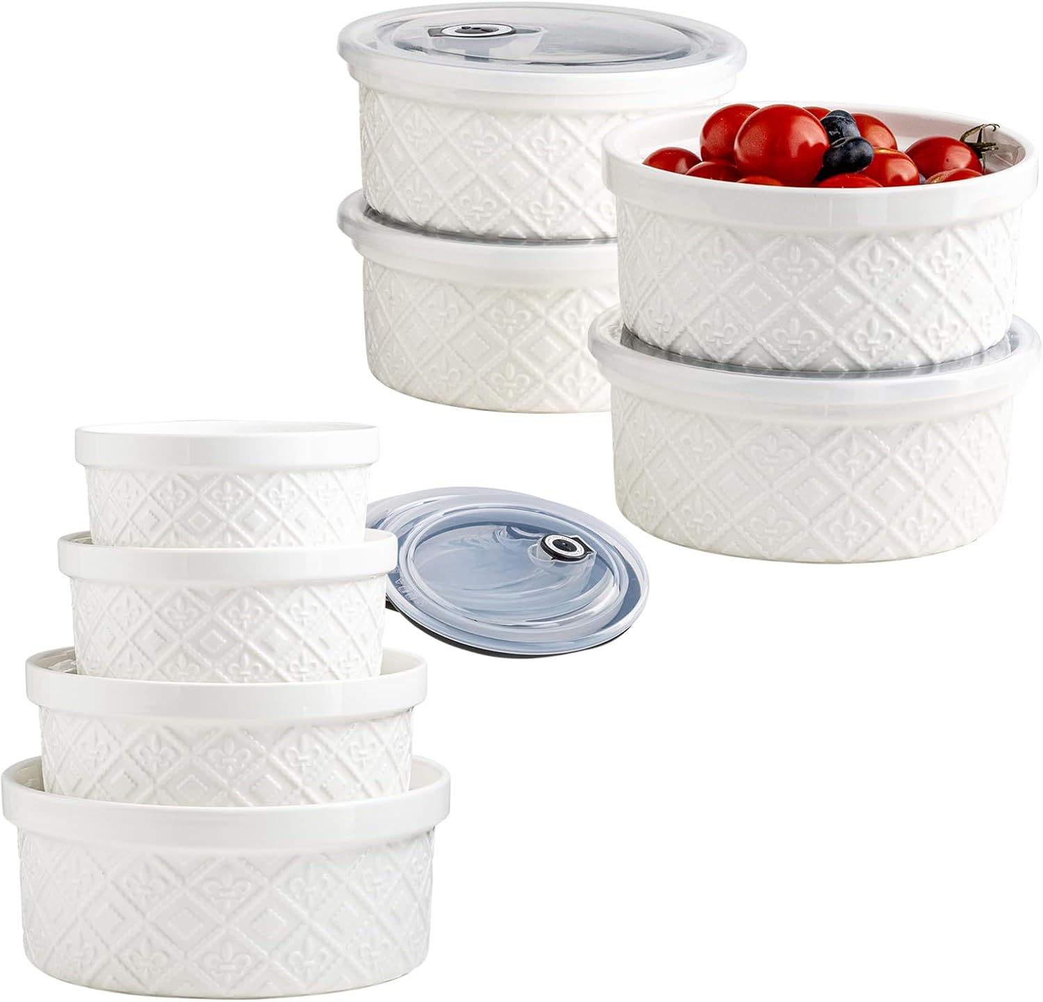 Cereal Bowls 40 oz + 12/16/28/40 oz Mixing Bowls with Lids, Serving Bowls Set of 4, Oven and Dishwasher Safe