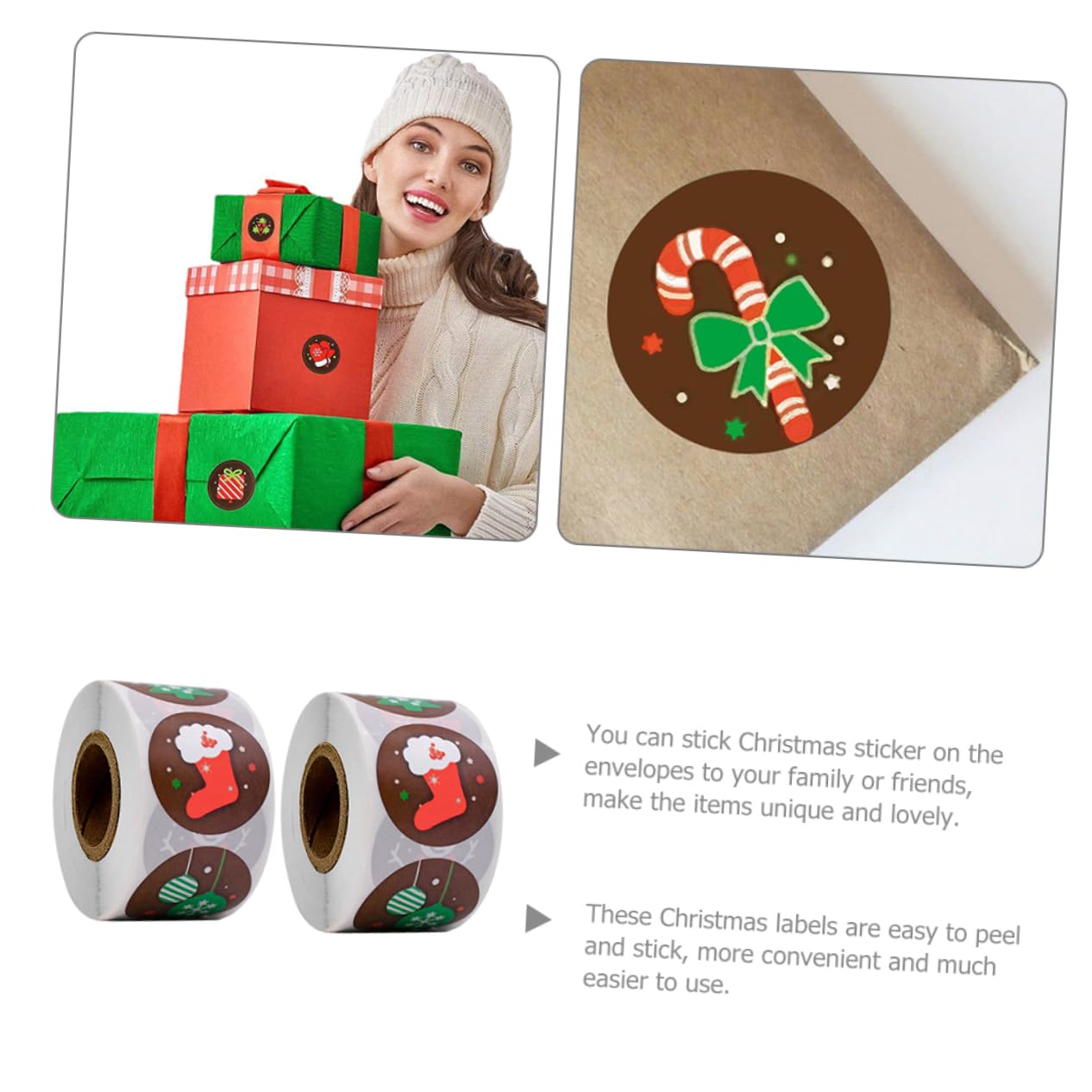 Beaupretty 4 Set Adesivi Natalizi Decorativi Etichette Adesive Per Regali E Buste Sicuri E Facili Applicare Per Decorazioni Festive E Natale 2 * 4