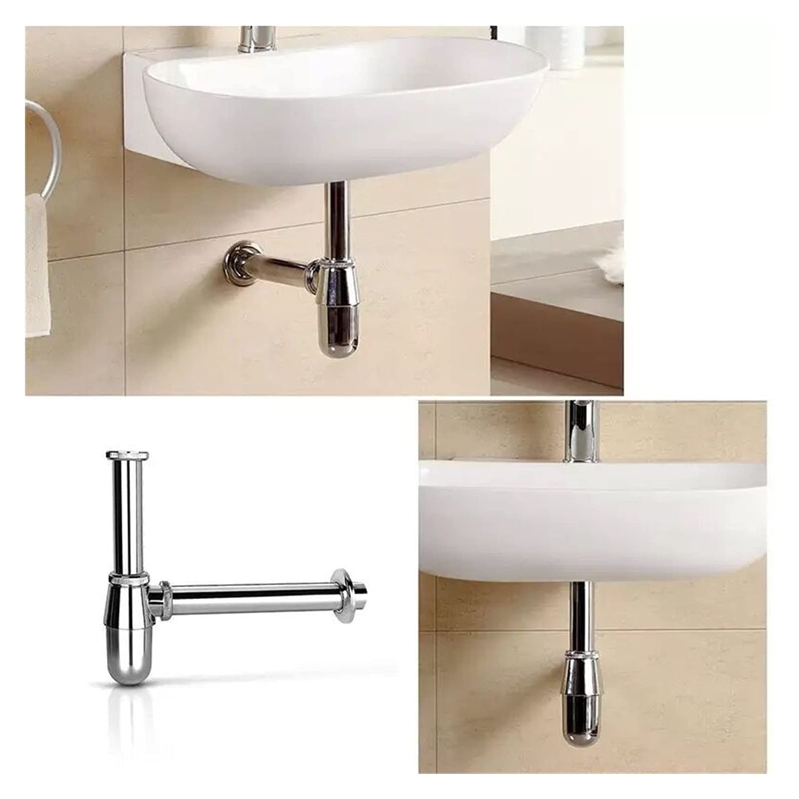 Lavabo Desagüe emergente Latón Negro Trampa para Botellas Fregadero del baño Desagües de sifón con Kit de Drenaje emergente Tubería Exquisita (Color : B) (B)