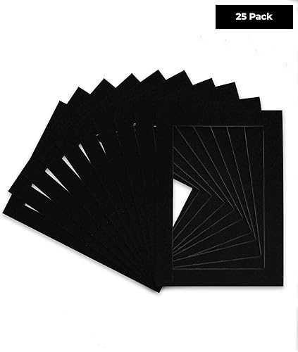 Miniatura 2 de Paquete de 25 alfombrillas sin ácidos de 11 x 14 pulgadas, cortadas biseladas para fotos de 9 x 12 pulgadas, color negro con placas de respaldo y