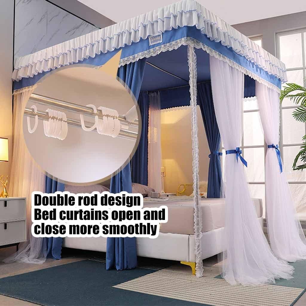Mosquito Net for 1.5m/5ft Bed Luxury 4 Rod Canopy Decorative Bed Curtain for Boys Girls Bedroom (Color Style 3, Size 1.5x2x2m)
